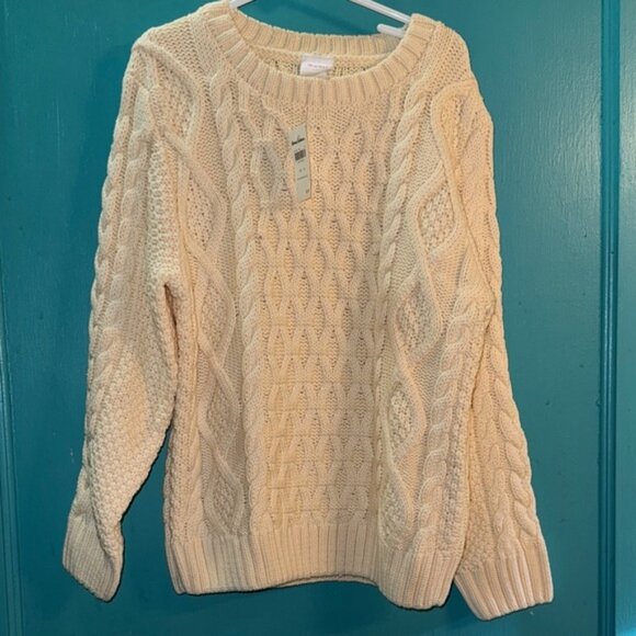Hanna Andersson Cream Cable Knit Sweater - Picture 1 of 5